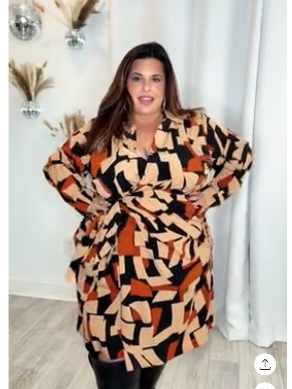 Plus-Size Geometric Wrap Dress